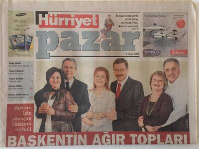 Hürriyet Gazetesi Pazar Eki 8 Mart 2009 - Başkentin Ağır Topları Mansur Yavaş , Melih Gökçe , Murat Karayalçın Ev Halleri GZ22280 - 1
