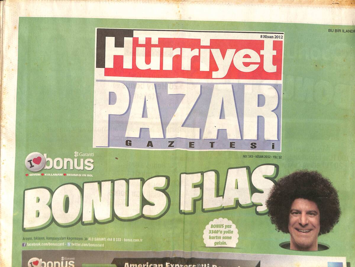 Hürriyet Gazetesi Pazar Eki 8 Nisan 2012 GZ158331 - 1