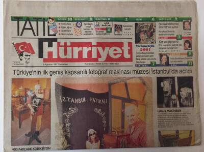 Hürriyet Gazetesi Pazar Eki 9 Ağustos 1997 - Türkiyenin İlk Geniş Kapsamlı Fotoğraf Makinası Müzesi İstanbulda Açıldı GZ25214 - 1