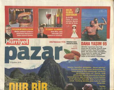 Hürriyet Gazetesi Pazar Eki 9 Ağustos 2015 - Atilla Dorsay Masumiyetin Temsilcilerindendi - Alzheimera Karşı Mucizevi Üç Besin GZ123299 - 1