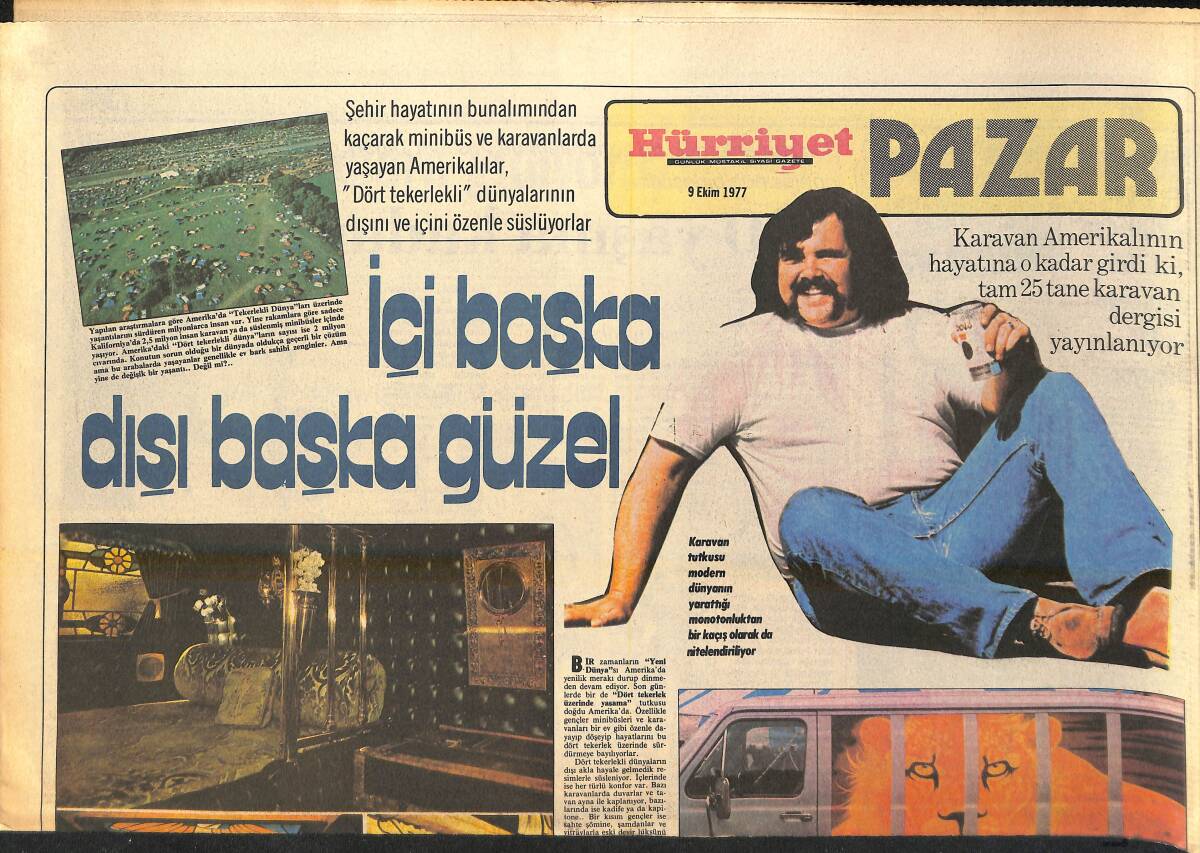 Hürriyet Gazetesi Pazar Eki 9 Ekim 1977 - Gitti Farrah Geldi Cheryl GZ156587 - 1