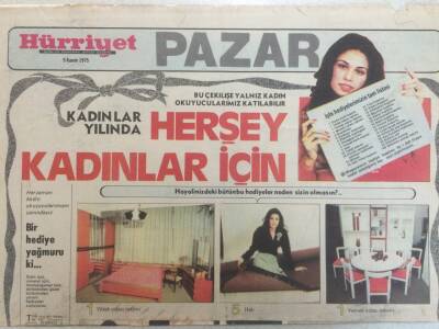 Hürriyet Gazetesi Pazar Eki 9 Kasım 1975 - Her Şey Kadınlar İçin GZ35171 - 1