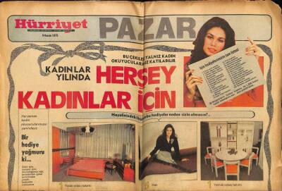 Hürriyet Gazetesi Pazar Eki 9 Kasım 1975 - Her Şey Kadınlar İçin GZ78428 - 1