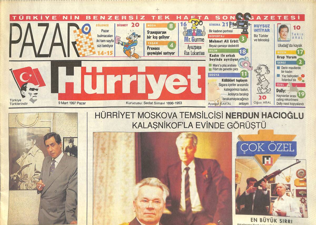 Hürriyet Gazetesi Pazar Eki 9 Mart 1997 - Politik Müziğin Ünlü Topluluğu 