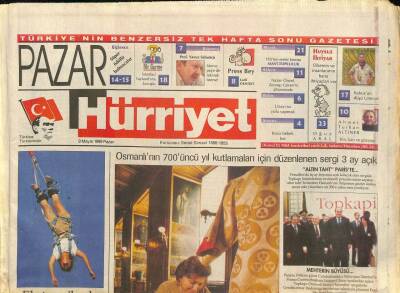 Hürriyet Gazetesi Pazar Eki 9 Mayıs 1999 - Osmanlı , Güneş Kralın Sarayında GZ114717 - 1