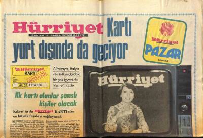 Hürriyet Gazetesi Pazar Eki 9 Nisan 1978 - Nazan Berk Alman Televizyonuna Çıkacak GZ78436 - 1