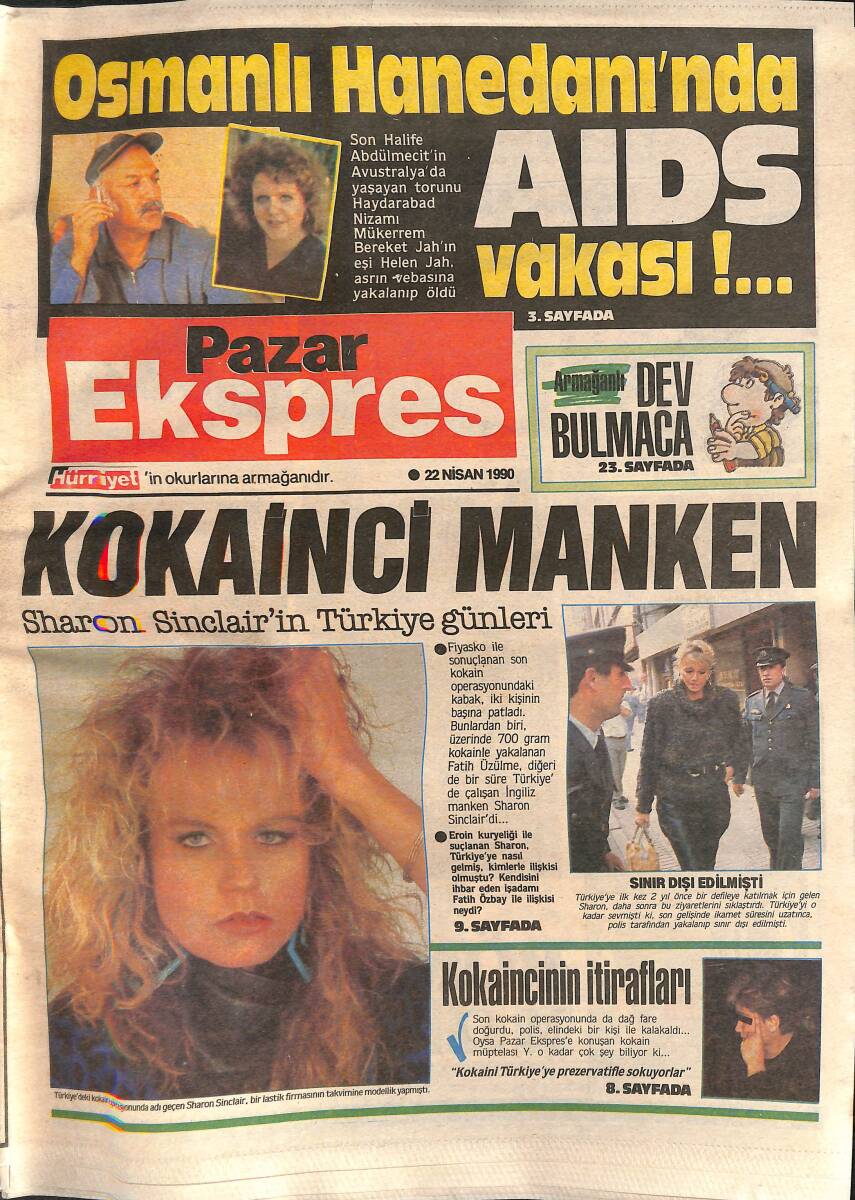 Hürriyet Gazetesi Pazar Ekspres Eki 22 Nisan 1990 - Osmanlı Hanedanı'nda AİDS Vakası - Manastırda Skandal GZ138324 - 1