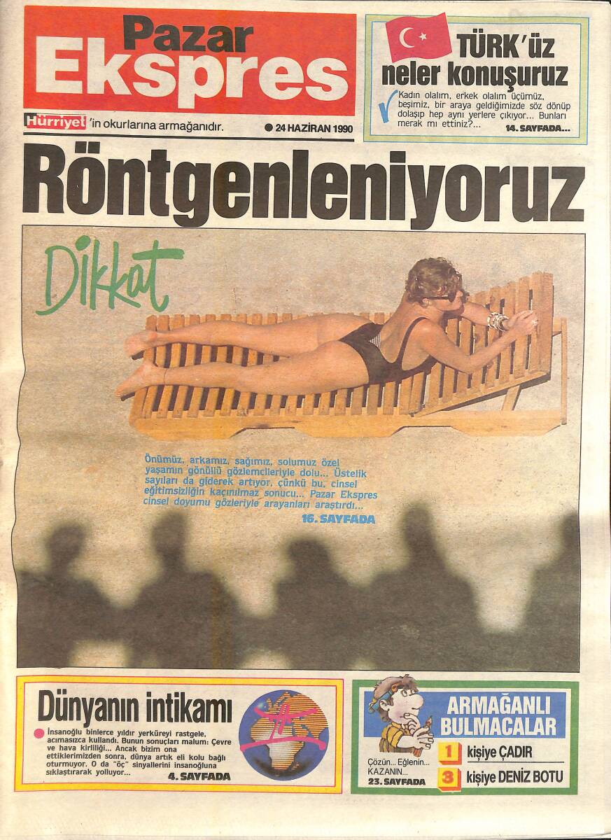 Hürriyet Gazetesi Pazar Ekspres Eki 24 Haziran 1990 - Maradona'dan Aşk Pası - Monica Seles 16 Yaşında Milyarder Oldu GZ138331 - 1