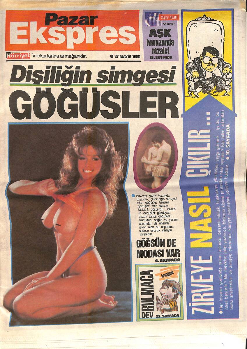 Hürriyet Gazetesi Pazar Ekspres Eki 27 Mayıs 1990 - Dişiliğin Simgesi Göğüsler - Madonna ve Cher Seksi Popçuların Kan Davası GZ138328 - 1