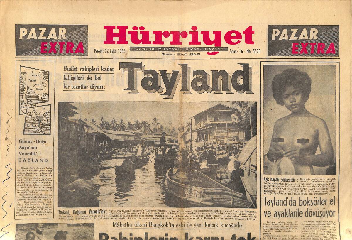 Hürriyet Gazetesi Pazar Extra Eki 22 Eylül 1963 - Tayland'da Boks GZ158038 - 1