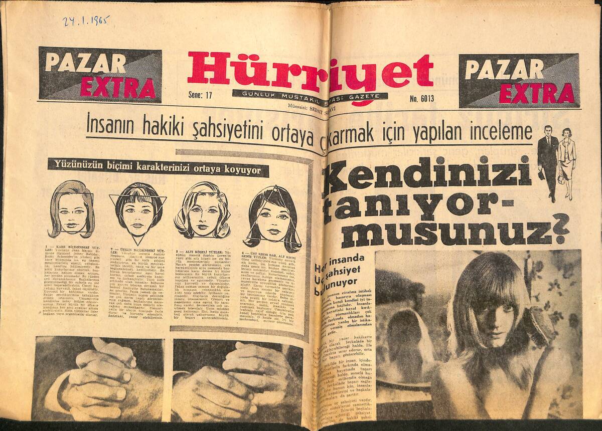 Hürriyet Gazetesi Pazar Extra Eki 24 Ocak 1965 - Mısır'da Milattan 3000 Yıl Önce Karadan Çekilen Gemilerin İzleri Bulundu GZ138251 - 1