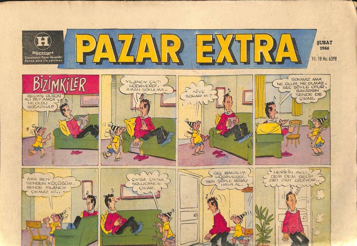 Hürriyet Gazetesi Pazar Extra Eki Şubat 1966 - Bizimkiler Karikatür GZ158036 - 1