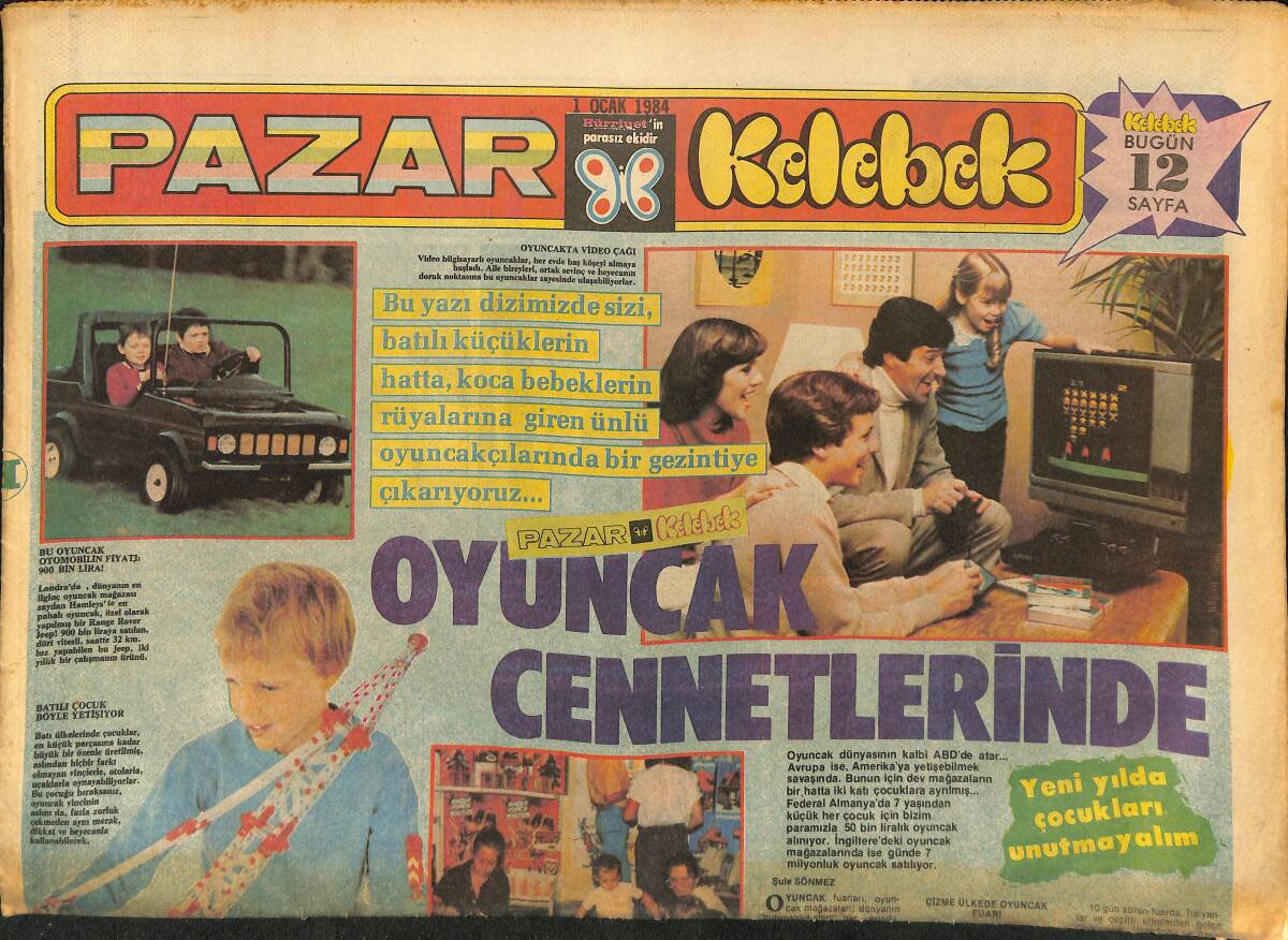 Hürriyet Gazetesi Pazar Kelebek Eki 1 Ocak 1984 - Perran Kutman-Müjdat Gezen İşte Fotoroman GZ147319 - 1