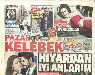 Hürriyet Gazetesi Pazar Kelebek Eki 15 Şubat 2015 - Ali Kundilli Yüzde 90 Benim GZ115974 - 1