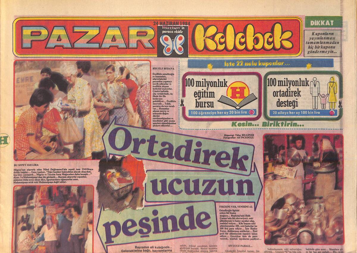Hürriyet Gazetesi Pazar Kelebek Eki 24 Haziran 1984 - Ortadirek Ucuzun Peşinde - Türkiye'de Ham Petrol Avı GZ156396 - 1