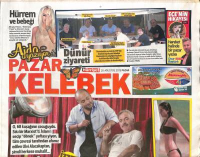 Hürriyet Gazetesi Pazar Kelebek Eki 25 Ağustos 2013 - Kenan Doğulu Paranoyak Oldum GZ125685 - 1