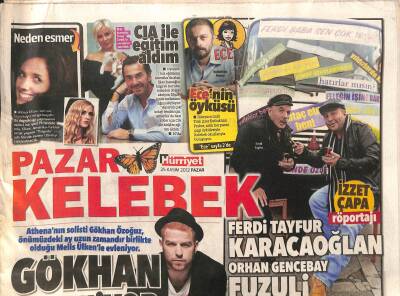 Hürriyet Gazetesi Pazar Kelebek Eki 25 Kasım 2012 - Hadise İbrahim Toramanı Etkiledi GZ116888 - 1