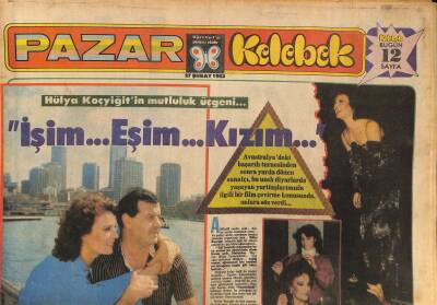 Hürriyet Gazetesi Pazar Kelebek Eki 27 Şubat 1983 - Hülya Koçyiğitin Mutluluk Üçgeni GZ127612 - 1