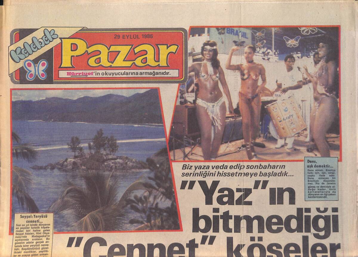 Hürriyet Gazetesi Pazar Kelebek Eki 29 Eylül 1986 - Cihan Ünal'ın İlk Filmi - Yazın Bitmediği Cennet Köşeler GZ156134 - 1