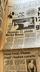 Hürriyet Gazetesi Pazar Kelebek Eki 31 Temmuz 1983 - Ölümünün 21.Yılında Marilyn Monroe - Füsun Önal , Füsun Önalı Baştan Yarattı GZ127616 - 2