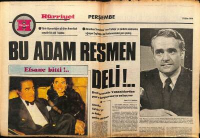 Hürriyet Gazetesi Perşembe Eki 17 Ekim 1974 - Onassisler Nihayet Ayrılıyor GZ75141 - 1