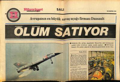 Hürriyet Gazetesi Salı Eki 20 Ağustos 1974 - Dassault Ölüm Satıyor GZ75168 - 1