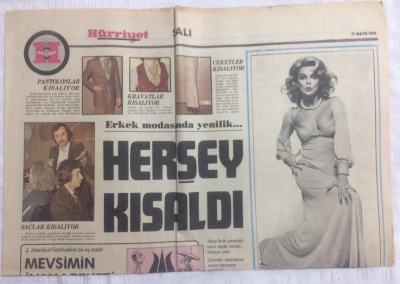 Hürriyet Gazetesi Salı Eki 21 Mayıs 1974 - Erkek Modasında Yenilik Herşey Kısaldı - GZ21141 - 1