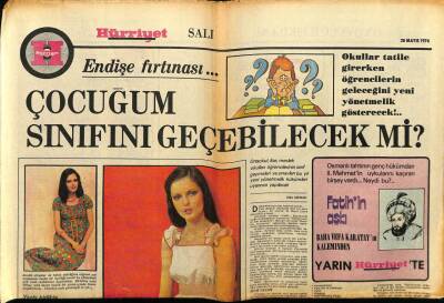 Hürriyet Gazetesi Salı Eki 28 Mayıs 1974 - Çocuğum Sınıfını Geçebilecekmi? GZ75172 - 1