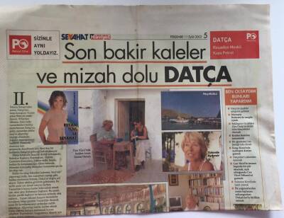 Hürriyet Gazetesi Seyahat Eki 11 Eylül 2003 - Son Bakir Kaleler Ve Mizah Dolu DATÇA GZ39118 - 1