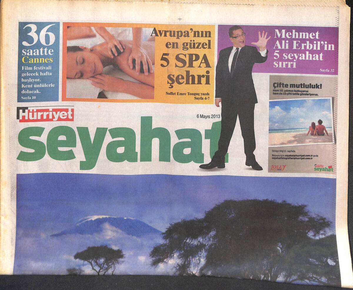 Hürriyet Gazetesi Seyahat Eki 6 Mayıs 2013 - Mehmet Ali Erbil'in 5 Seyahat Sırrı - Kilimanjaro'nun Eteklerinde GZ135273 - 1