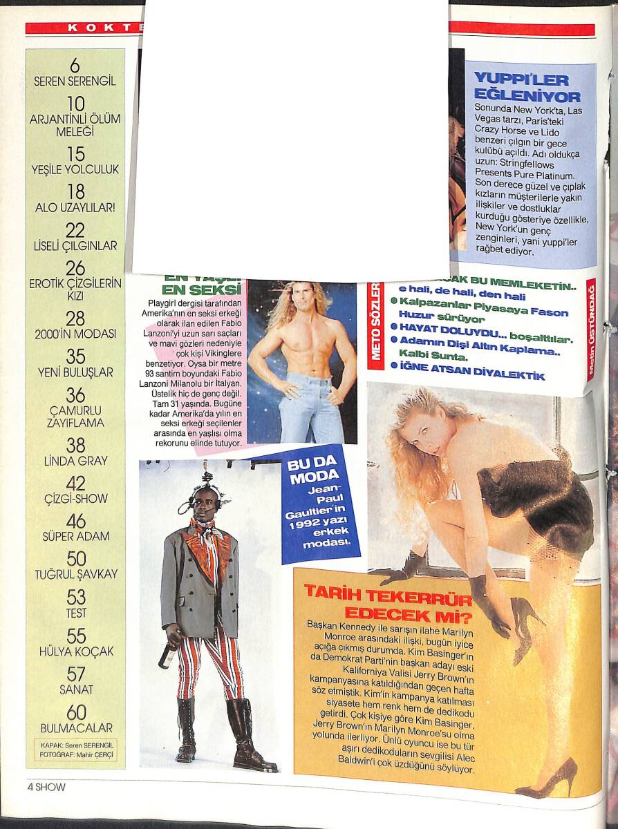 Hürriyet Gazetesi Show Dergisi 17 Mayıs 1992 - Seren Serengil - Linda Gray - Hülya Koçak NDR87821 - 1