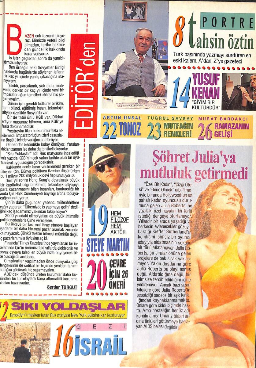 Hürriyet Gazetesi Show Dergisi 19 Nisan 1992 Sayı:5 - Julia Roberts - Ödüllü Bulmaca - Tuğrul Şavkay NDR87807 - 1