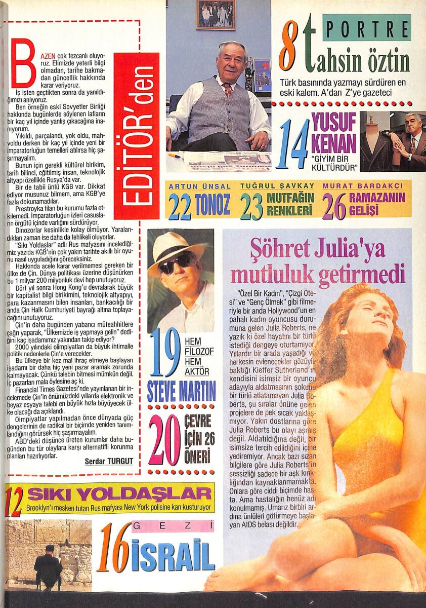 Hürriyet Gazetesi Show Dergisi 21 Şubat 1993 Sayı:48 - Harrison Ford - Anna Nicole - Tahsin Öztin - Yusuf Kenan - Steve Martın NDR87809 - 1