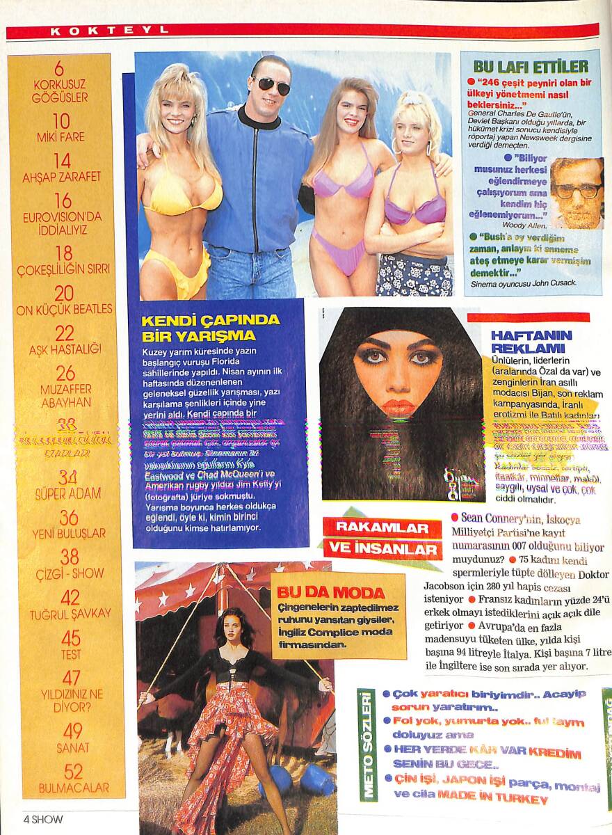 Hürriyet Gazetesi Show Dergisi 3 Mayıs 1992 - Muzaffer Abayhan - General Charles De Gaulle - Sean Connery NDR87823 - 1