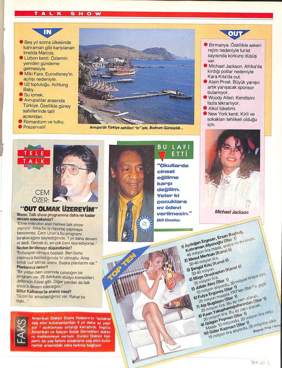 Hürriyet Gazetesi Show Dergisi 28 Haziran 1992 - Michael Jackson - Cem Özer - Diane Halpern - Bill Cosby NDR87817 - 1