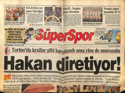 Hürriyet Gazetesi Süper Spor Eki 1 Haziran 1995 - Hakan Şükür Diretiyor GZ78177 - 1