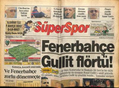 Hürriyet Gazetesi Süper Spor Eki 15 Mart 1995 - Fenerbahçe Gullit Flörtü GZ78203 - 1