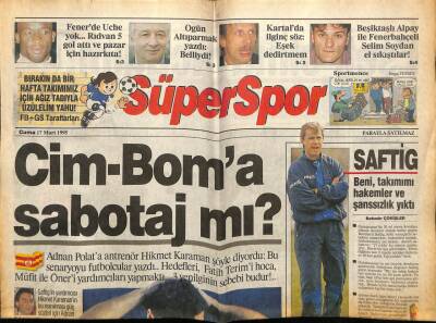 Hürriyet Gazetesi Süper Spor Eki 17 Mart 1995 - Galatasaraya Sabotaj mı GZ78201 - 1