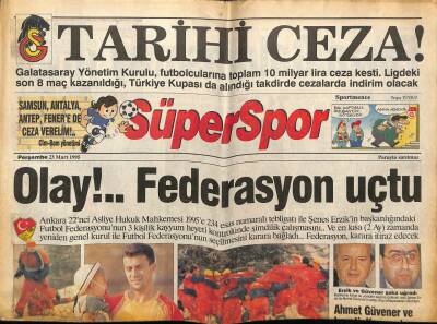 Hürriyet Gazetesi Süper Spor Eki 23 Mart 1995 - Federasyon Uçtu GZ78194 - 1