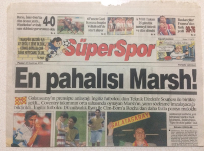 Hürriyet Gazetesi Süper Spor Eki 25 Haziran 1995 - En Pahalısı Marsh! GZ23125 - 1