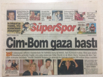 Hürriyet Gazetesi Süper Spor Eki 27 Haziran 1995 - Cim-Bom Gaza Bastı GZ23130 - 1