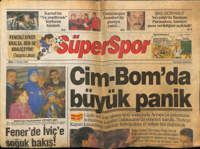 Hürriyet Gazetesi Süper Spor Eki 4 Nisan 1995 - Galatasarayda Büyük Panik GZ78182 - 1
