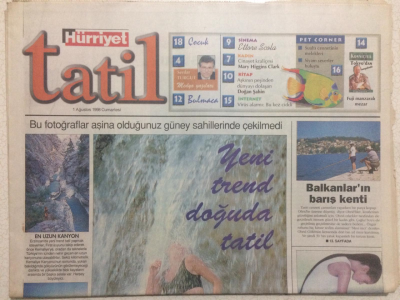 Hürriyet Gazetesi Tatil Eki 1 Ağustos 1998 - Yeni Trend Doğuda Tatil GZ23823 - 1