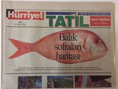 Hürriyet Gazetesi Tatil Eki 16 Temmuz 1996 - Balık Sofraları Haritası GZ25220 - 1
