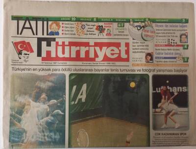 Hürriyet Gazetesi Tatil Eki 19 Temmuz 1997 - Türkiyenin En Yüksek Para Ödüllü Uluslararası Bayanlar Tenis Turnuvası Ve Fotoğraf Yarışması Başlıyor GZ25211 - 1
