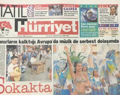 Hürriyet Gazetesi Tatil Eki 2 Eylül 1995 -Sınırların Kalktığı Avrupada Müzik De Serbest Dolaşımda GZ36312 - 1