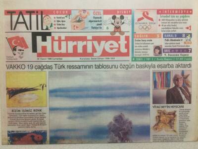 Hürriyet Gazetesi Tatil Eki 30 Kasım 1996 - Vakko 19 Çağdaş Türk Ressamının Tablosunu Özgün Baskıyla Eşarba Aktardı GZ34790 - 1