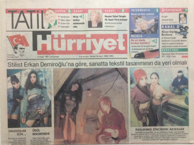 Hürriyet Gazetesi Tatil Eki 4 Ocak 1997 - Stilist Erkan Demiroğlu Sanatta Tekstil Tasarımının Yeri Olmalı GZ23841 - 1