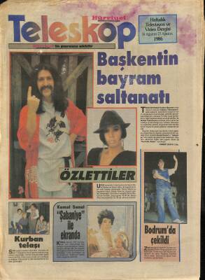 Hürriyet Gazetesi Teleskop Eki 16-23 Ağustos 1986 - Zeki Müren Bayram Konseri İçin Yapımcı Erşan Başbuğ Bodruma Kadar Gitti GZ115063 - 1