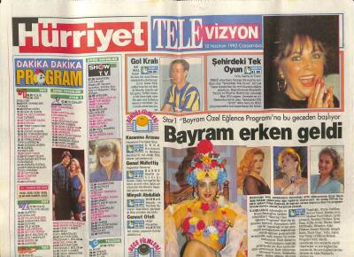 Hürriyet Gazetesi Televizyon Eki 10 Haziran 1992 - Bayram Erken Geldi GZ78409 - 1
